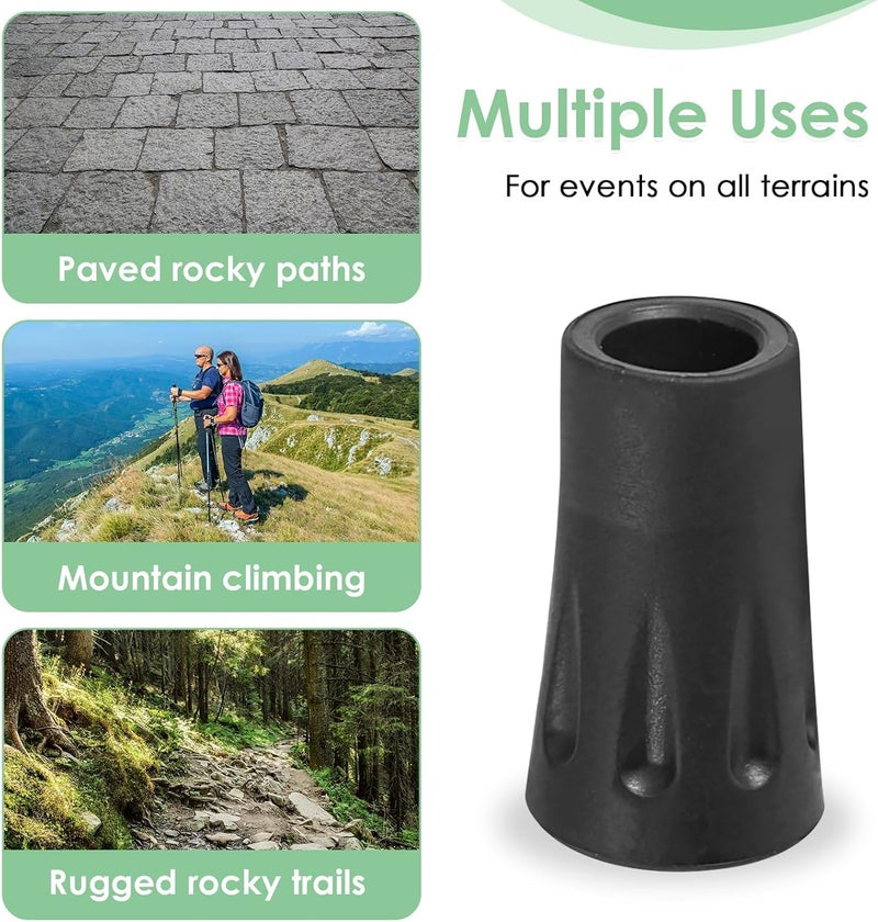 DreamAug 6-Pack Heavy Duty Walking Stick Tips - Reinforced Rubber Ferrules for Trekking Poles, Hiking Sticks & Canes - Universal Fit Non-Slip Replacement Caps - Image 3